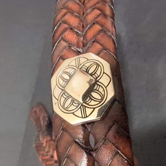 Brighton Men's Brown Braided Leather Belt with Silver Buckle, Size 32 M/L. - Picture 5 of 10